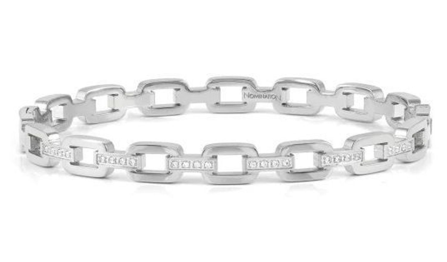 Bransoletka damska sztywna o formie łańcucha z cyrkoniami Nomination 029509 001.jpg